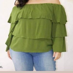Offshoulder Berry Berry By Balina Size XXL- Green New With Tags
